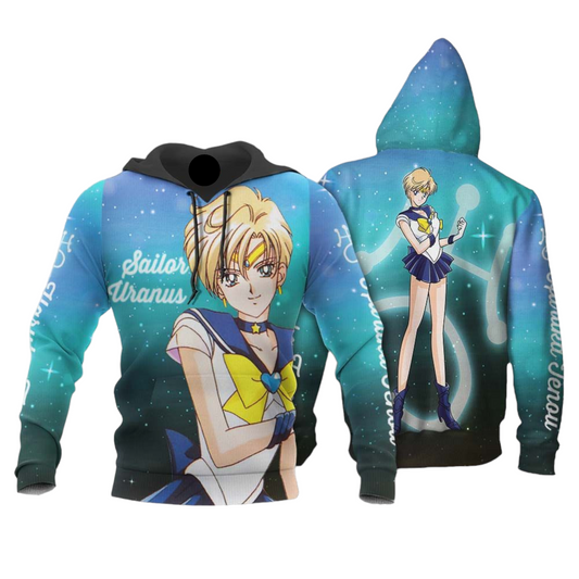 Sailor Moon Hoodie Sailor Uranus Haruka Tenoh Graphic Hoodie Blue Unisex