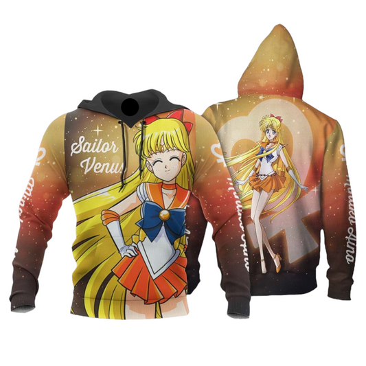 Sailor Moon Hoodie Sailor Venus Minako Aino Graphic Hoodie Orange Unisex