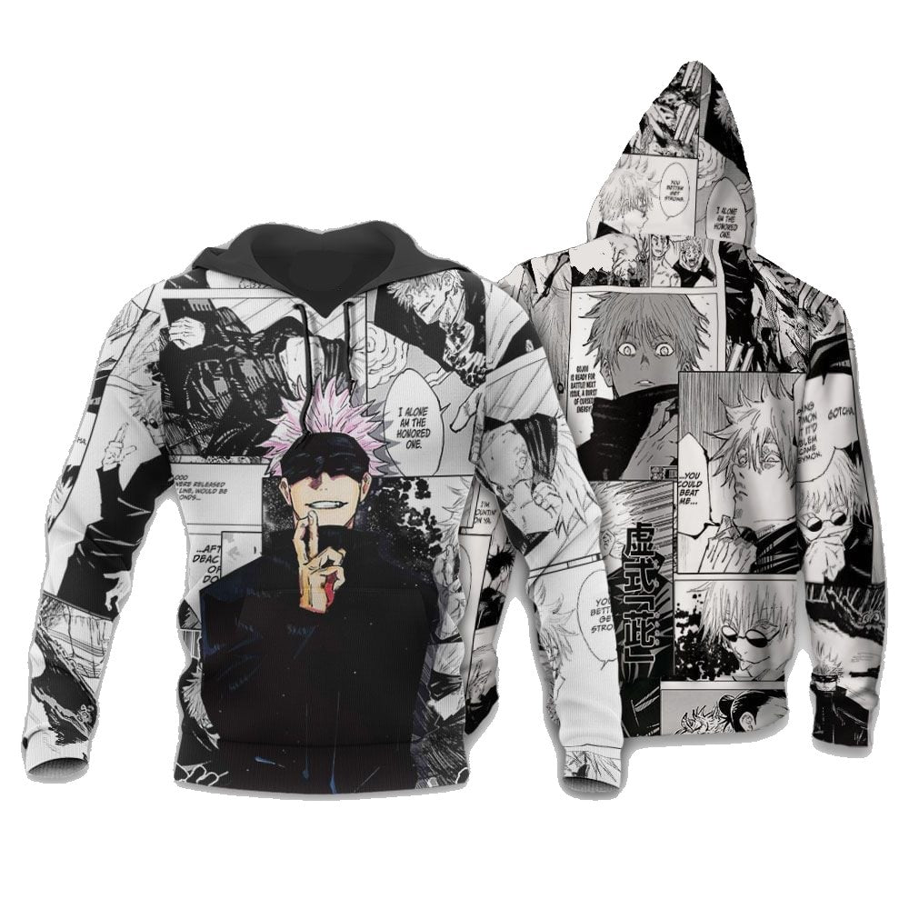Jujutsu Kaisen Hoodie Satoru Gojo Manga Style Hoodie Black White Unisex