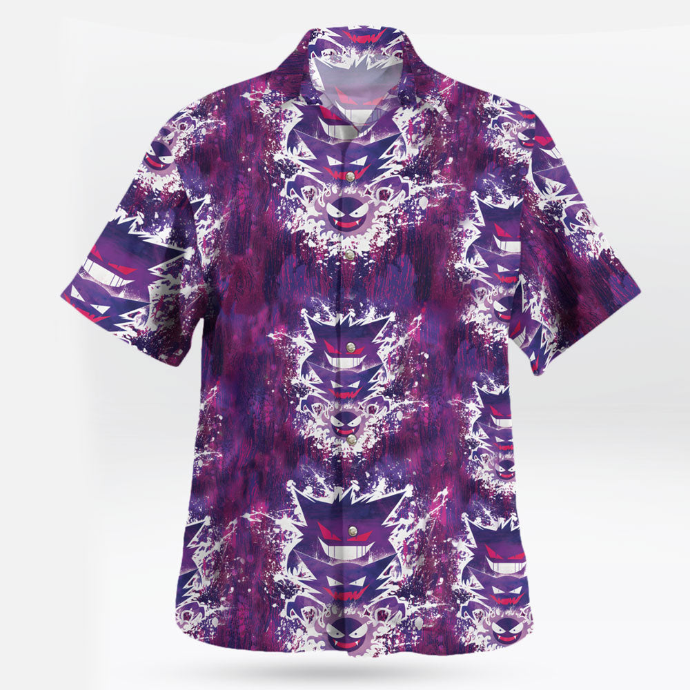 Shadow Gengar Pokemon Hawaiian Shirt – Anime Tropical Print - Tropi Hawaiian Shirts