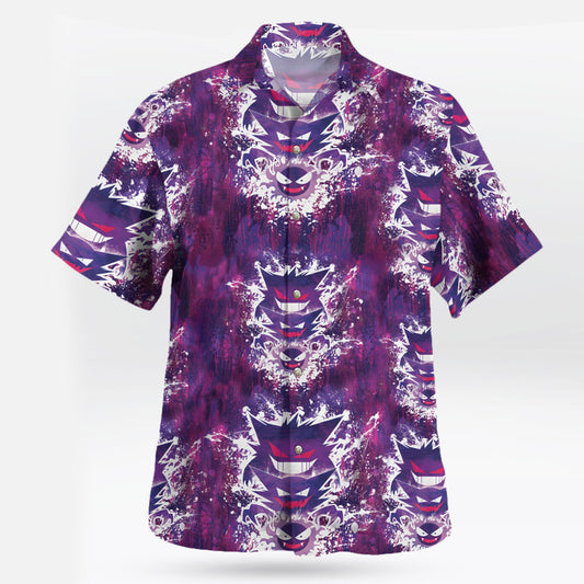 Shadow Gengar Pokemon Hawaiian Shirt – Anime Tropical Print - Tropi Hawaiian Shirts