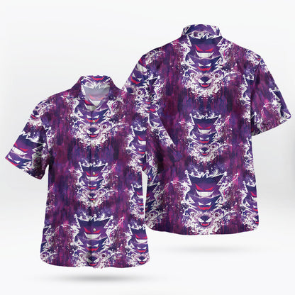 Shadow Gengar Pokemon Hawaiian Shirt – Anime Tropical Print - Tropi Hawaiian Shirts