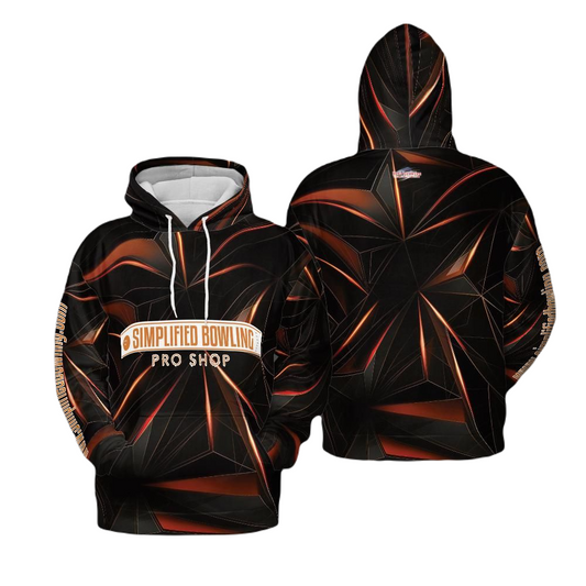 Bowling Hoodie Simplified Bowling Pro Shop Hoodie Black Orange Unisex