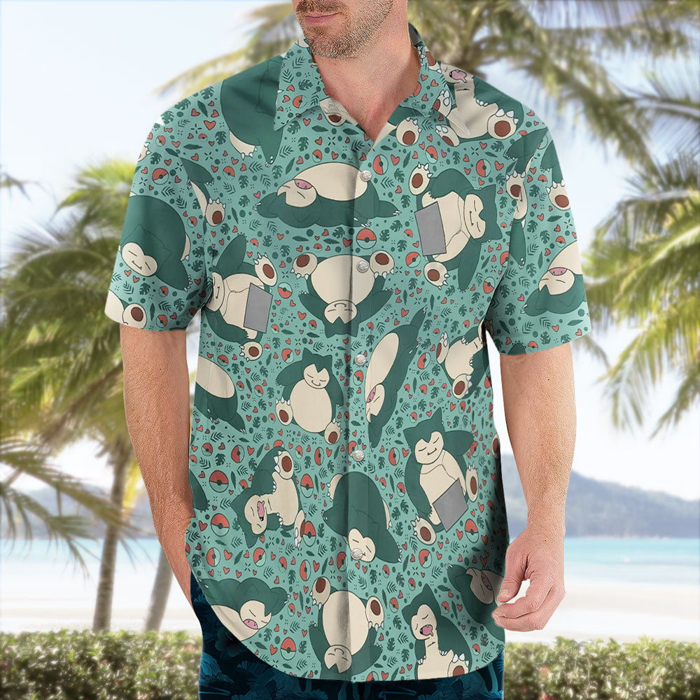 Snorlax Pokemon Hawaiian Shirt Sleepy Tropical Aloha Shirt