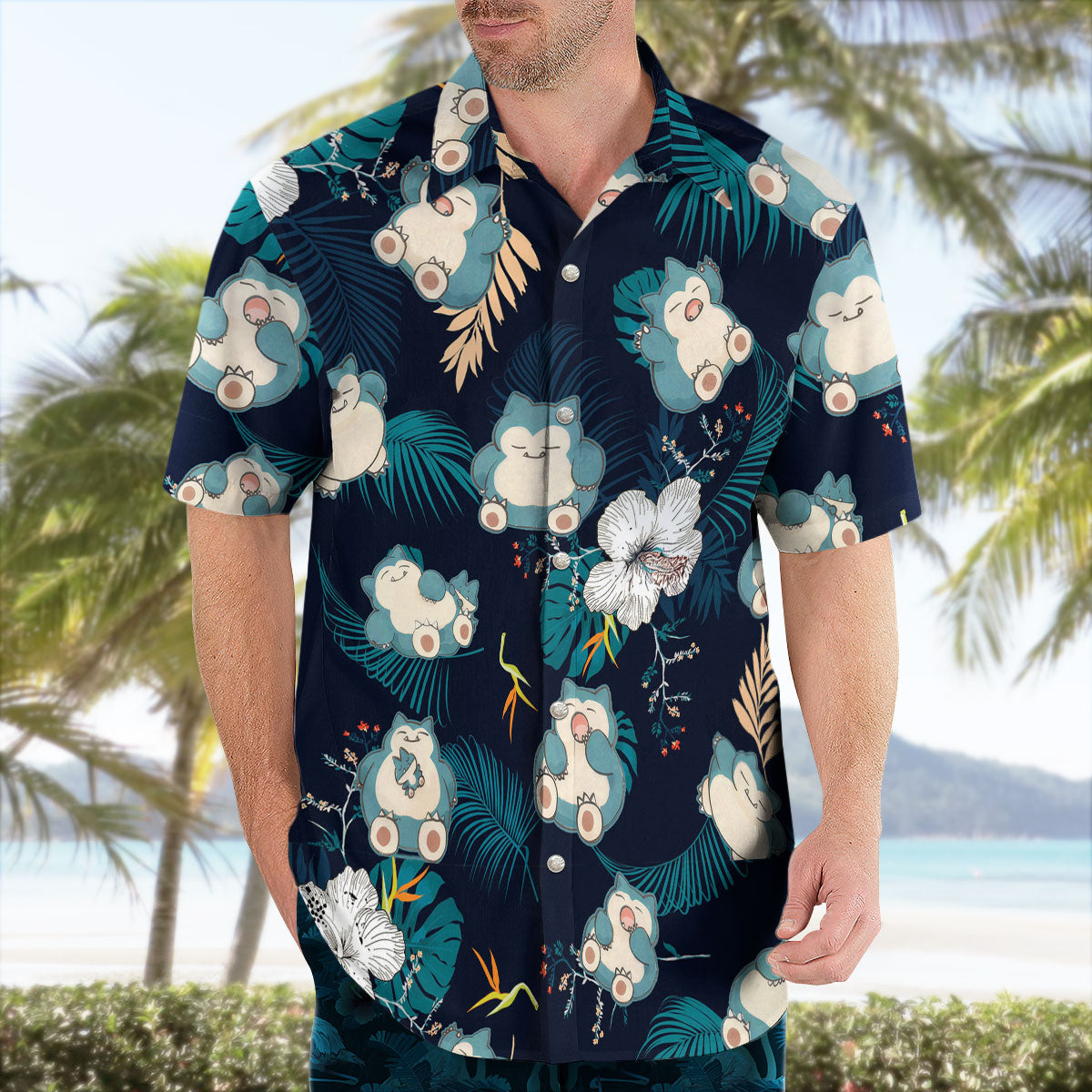 Snorlax Pokemon Hawaiian Shirt Tropical Anime Aloha Shirt - Tropi Hawaiian Shirts