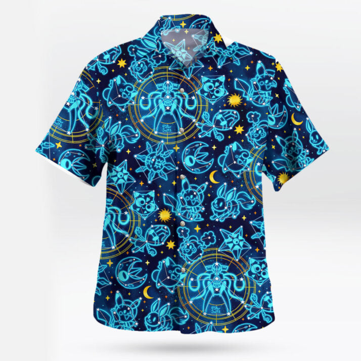 Space Celestial Pokemon Hawaiian Shirt – Cosmic Style for Anime Fans - Tropi Hawaiian Shirts