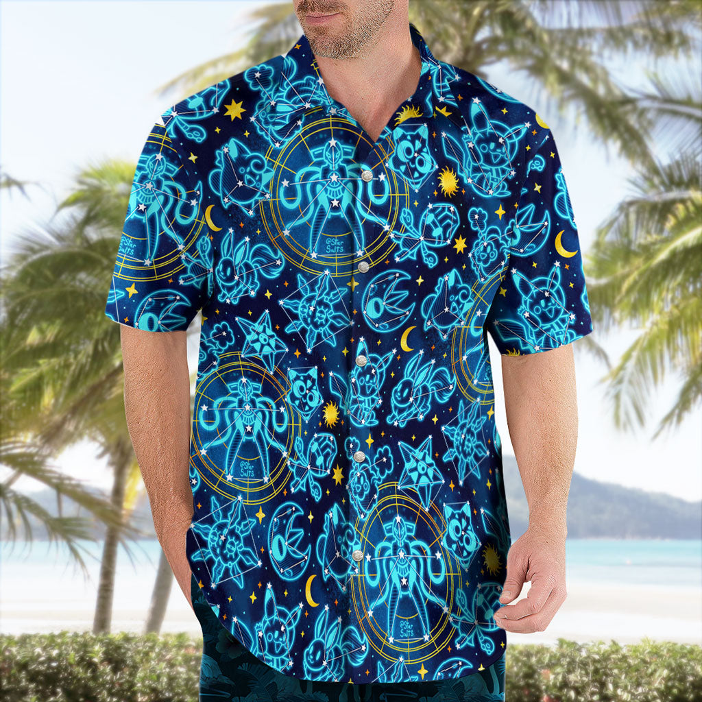 Space Celestial Pokemon Hawaiian Shirt – Cosmic Style for Anime Fans - Tropi Hawaiian Shirts