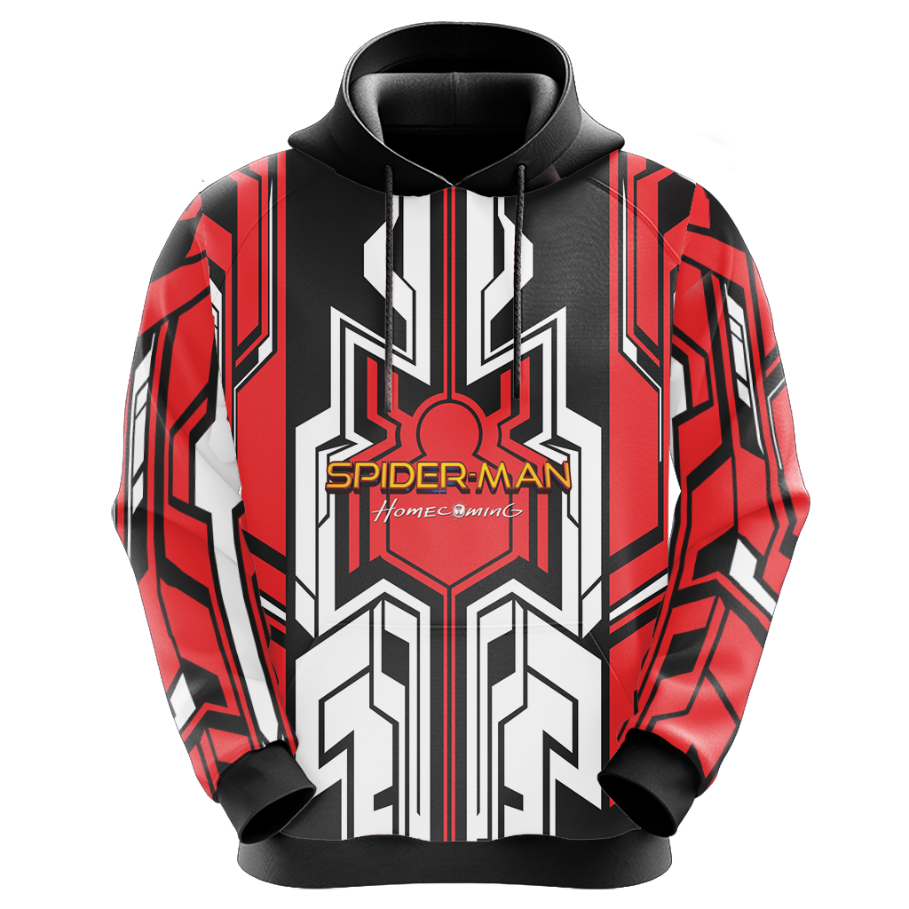 Spiderman Hoodie Marvel Spiderman Homecoming Logo Hoodie Red Black Unisex - Cozy Hoodie For Cold Weather