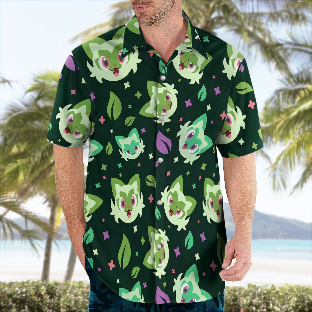 Sprigatito Aloha Pattern Pokémon Hawaiian Shirt - Tropi Hawaiian Shirts