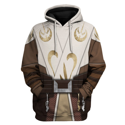 Starwars Hoodie Starwars Jedi Temple Guard Costume Hoodie White Brown Unisex