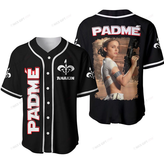 Star Wars Baseball Jersey Padme Anakin Graphic Star Wars Jersey Shirt Black Unisex Adult New Release