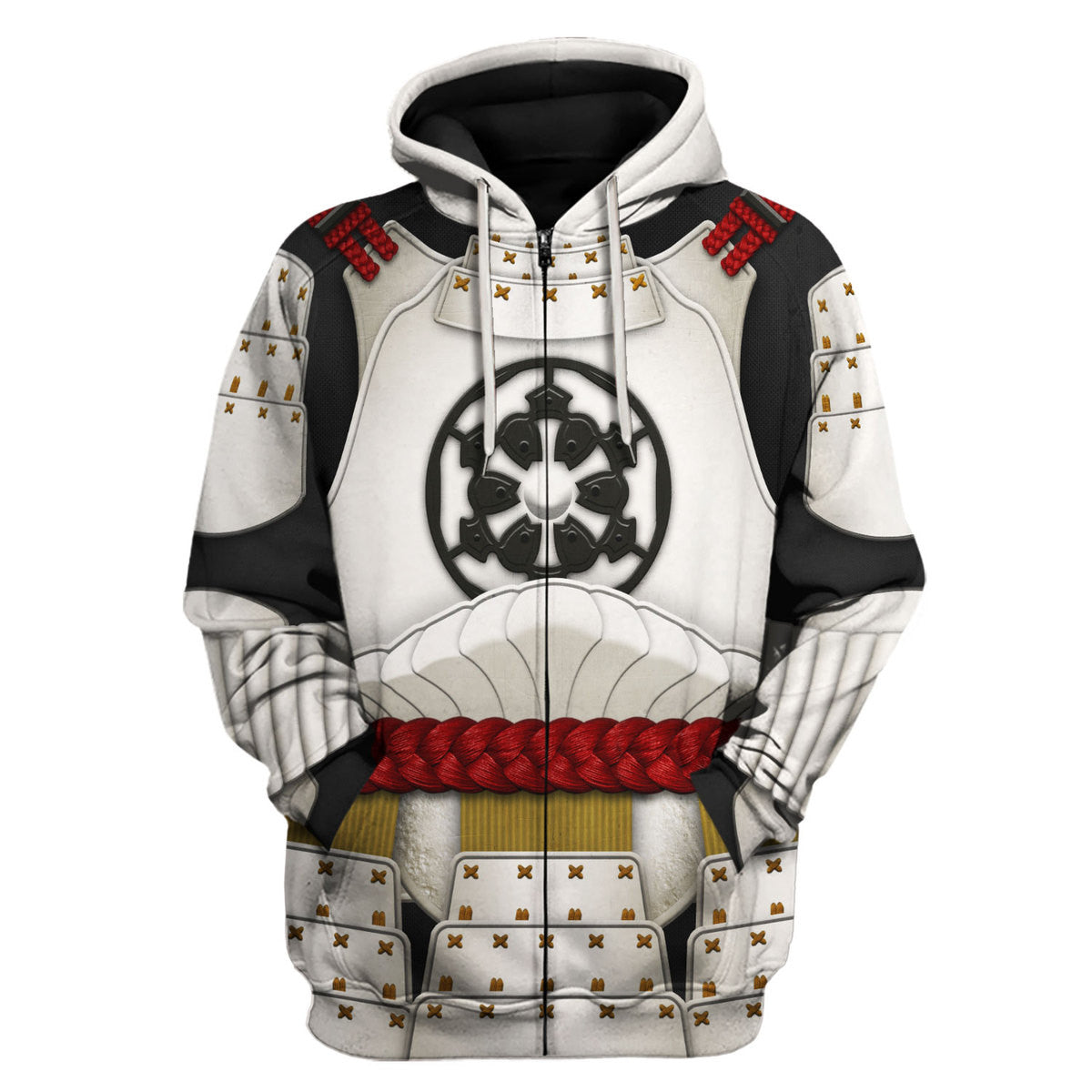 Starwars Zip Hoodie Trooper Samurai Costume Zip Hoodie Black White Unisex