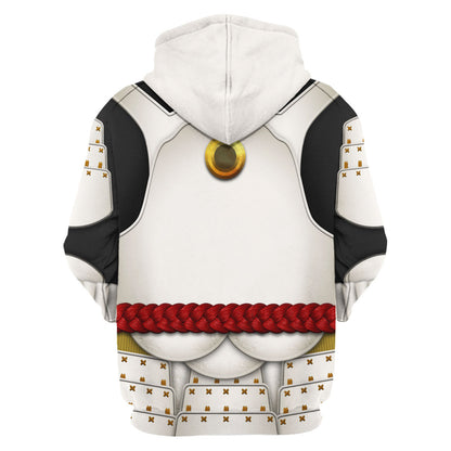 Starwars Zip Hoodie Trooper Samurai Costume Zip Hoodie Black White Unisex