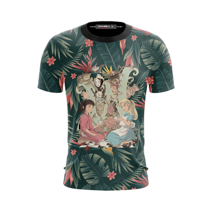 SGhibli T-shirt Studio Ghibli And Alice In Wonderland T-shirt Green Unisex