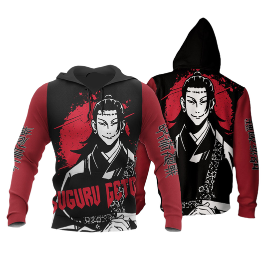 Jujutsu Kaisen Hoodie Jujutsu Kaisen Character Suguru Geto Graphic Hoodie Black Red Unisex - Cozy Hoodie For Cold Weather