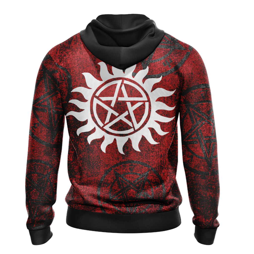 Supernatural Hoodie Supernatura Logo With Wings Hoodie Red Unisex - Cozy Hoodie For Cold Weather