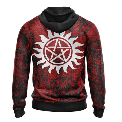 Supernatural Hoodie Supernatura Logo With Wings Hoodie Red Unisex - Cozy Hoodie For Cold Weather