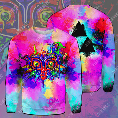 Legend Of Zelda T-shirt Majora's Mask Triforce Symbol Colorful T-shirt Hoodie Adult Unisex