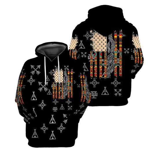 Native American Hoodie Native American Tribal Symbols Pattern Hoodie Black Unisex - Cozy Hoodie For Cold Weather