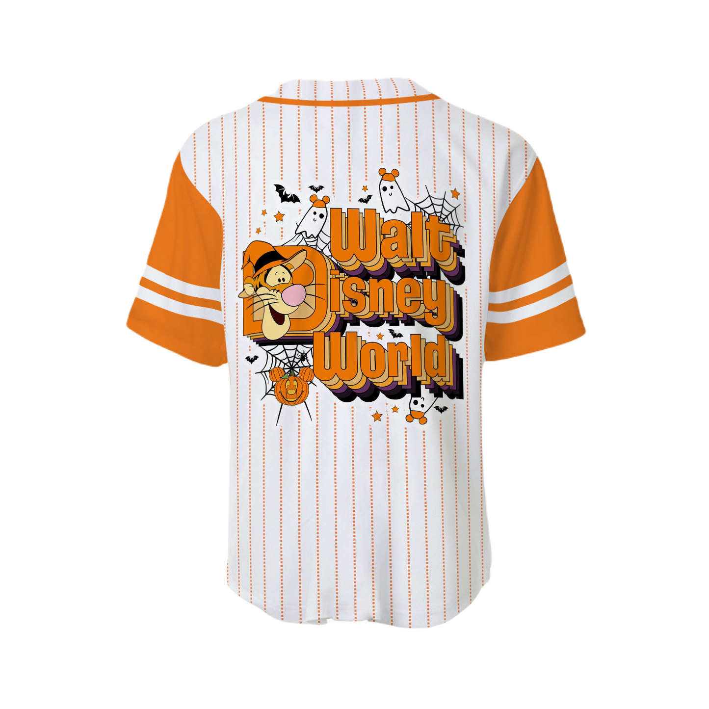 Winnie the Pooh Baseball Jersey Tigger Walt Disney World Winnie the Pooh Jersey Shirt White Orange Unisex Adult
