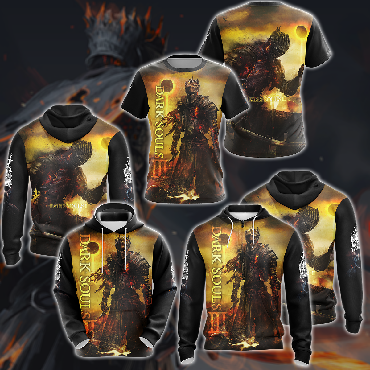 Dark Souls 3 Video Game 3D All Over Printed T-shirt Tank Top Zip Hoodie Pullover Hoodie Hawaiian Shirt Beach Shorts Jogger