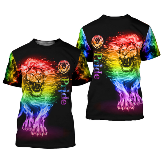 Lgbt T-Shirt Lgbt Pride Proud Lion Graphic T-Shirt Colorful Unisex - Trendy Gift For Men & Women