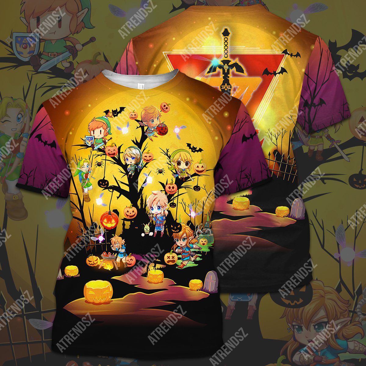  Legend Of Zelda Halloween Shirt Link Halloween Tree Z Logo T-shirt Legend Of Zelda Hoodie Sweater Tank 