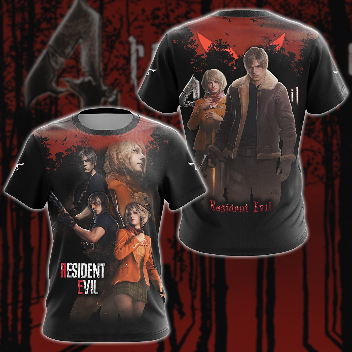 Resident Evil: Leon & Ashley Video Game 3D All Over Printed T-shirt Tank Top Zip Hoodie Pullover Hoodie Hawaiian Shirt Beach Shorts Jogger