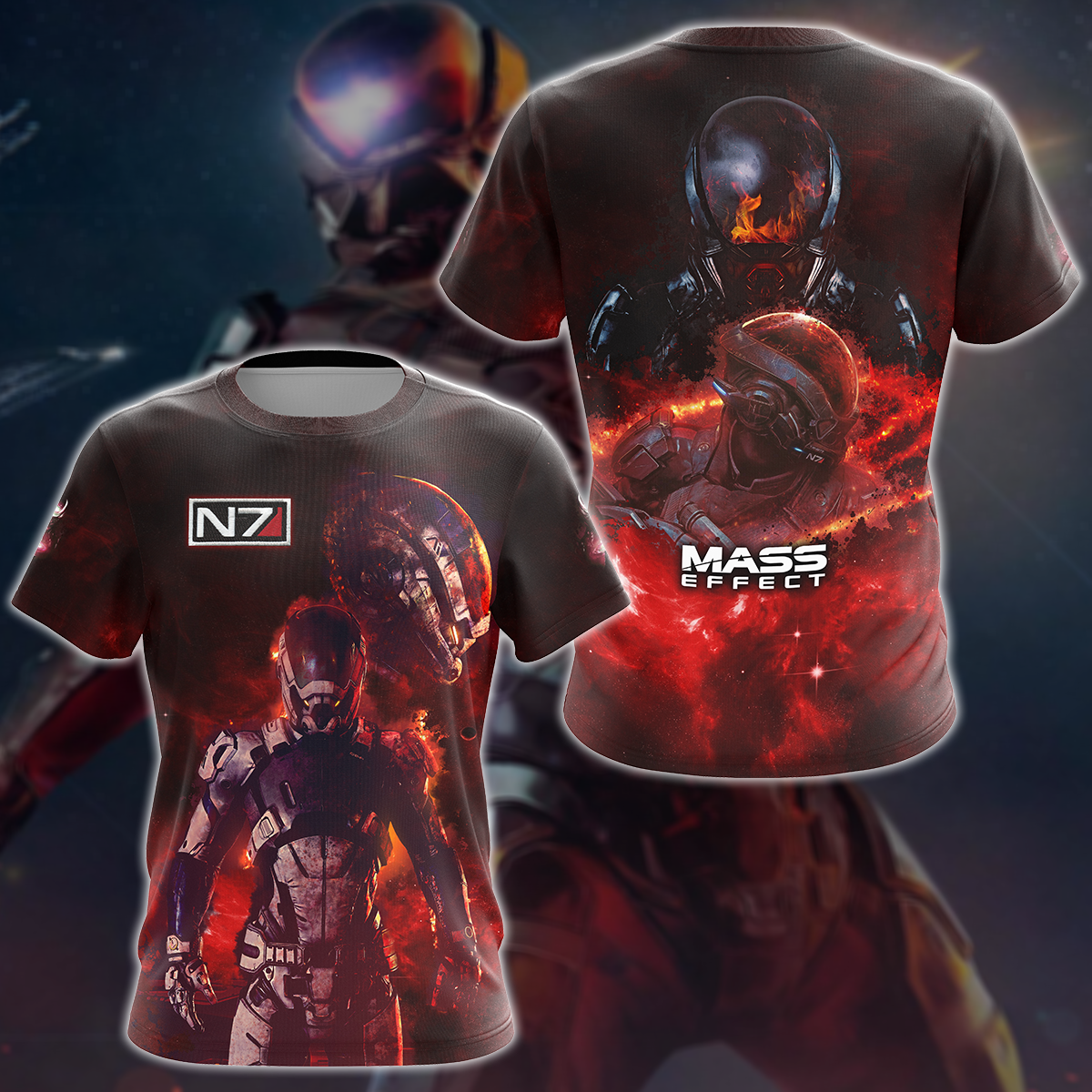 Mass Effect Video Game 3D All Over Printed T-shirt Tank Top Zip Hoodie Pullover Hoodie Hawaiian Shirt Beach Shorts Jogger