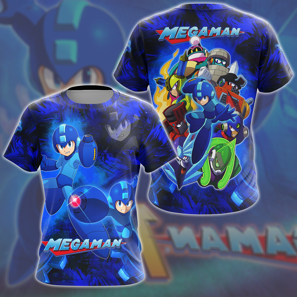 Mega Man Video Game All Over Printed T-shirt Tank Top Zip Hoodie Pullover Hoodie Hawaiian Shirt Beach Shorts Joggers