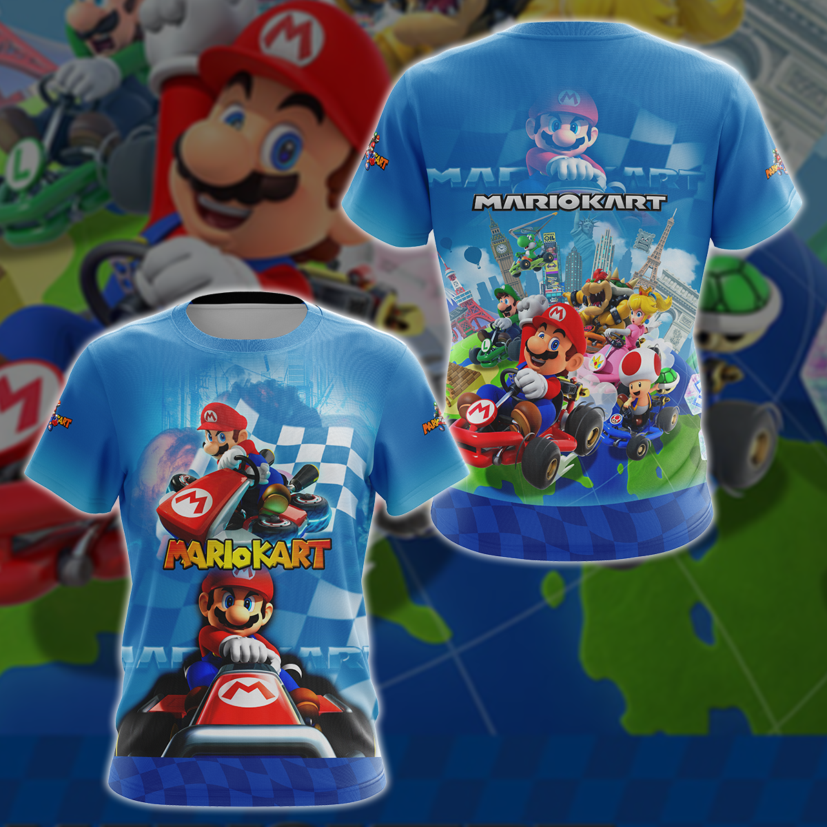 Mario Kart Video Game 3D All Over Printed T-shirt Tank Top Zip Hoodie Pullover Hoodie Hawaiian Shirt Beach Shorts Jogger