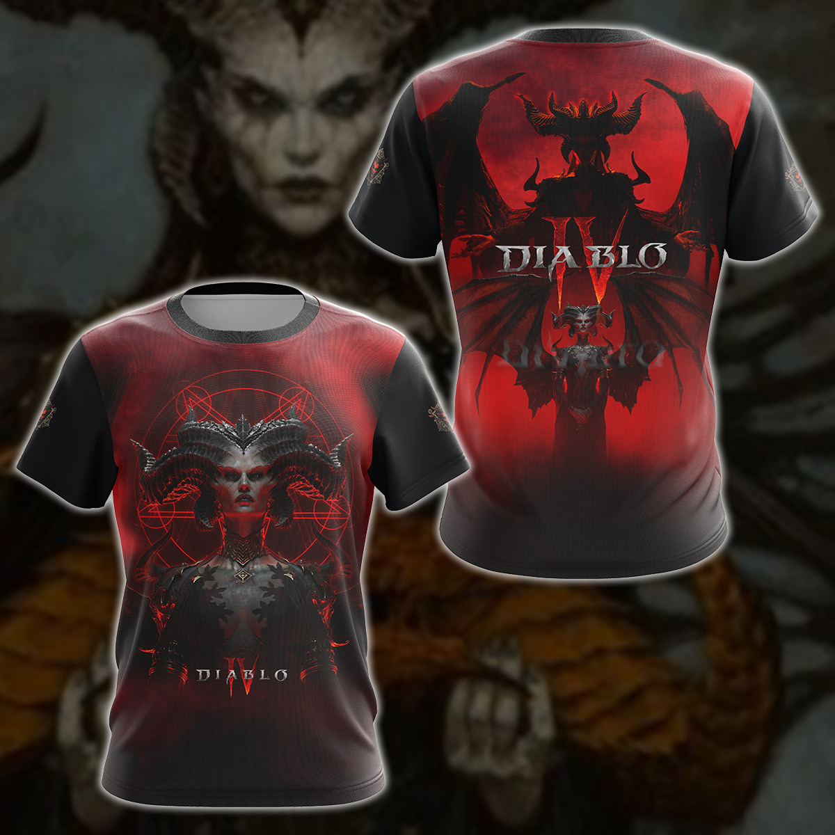 Diablo IV Lilith Video Game 3D All Over Printed T-shirt Tank Top Zip Hoodie Pullover Hoodie Hawaiian Shirt Beach Shorts Jogger