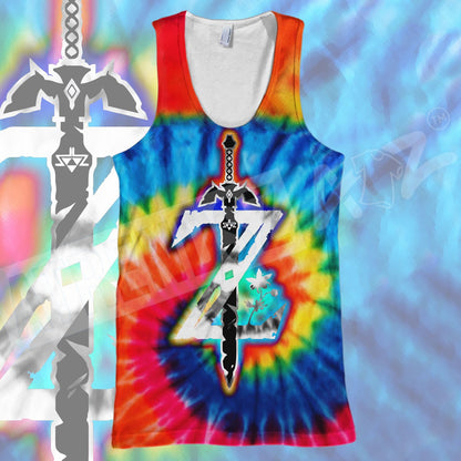 Legend Of Zelda Tie Dye Shirt Majora's Mask Z Logo Tie Dye T-shirt Legend Of Zelda Hoodie Sweater Tank 