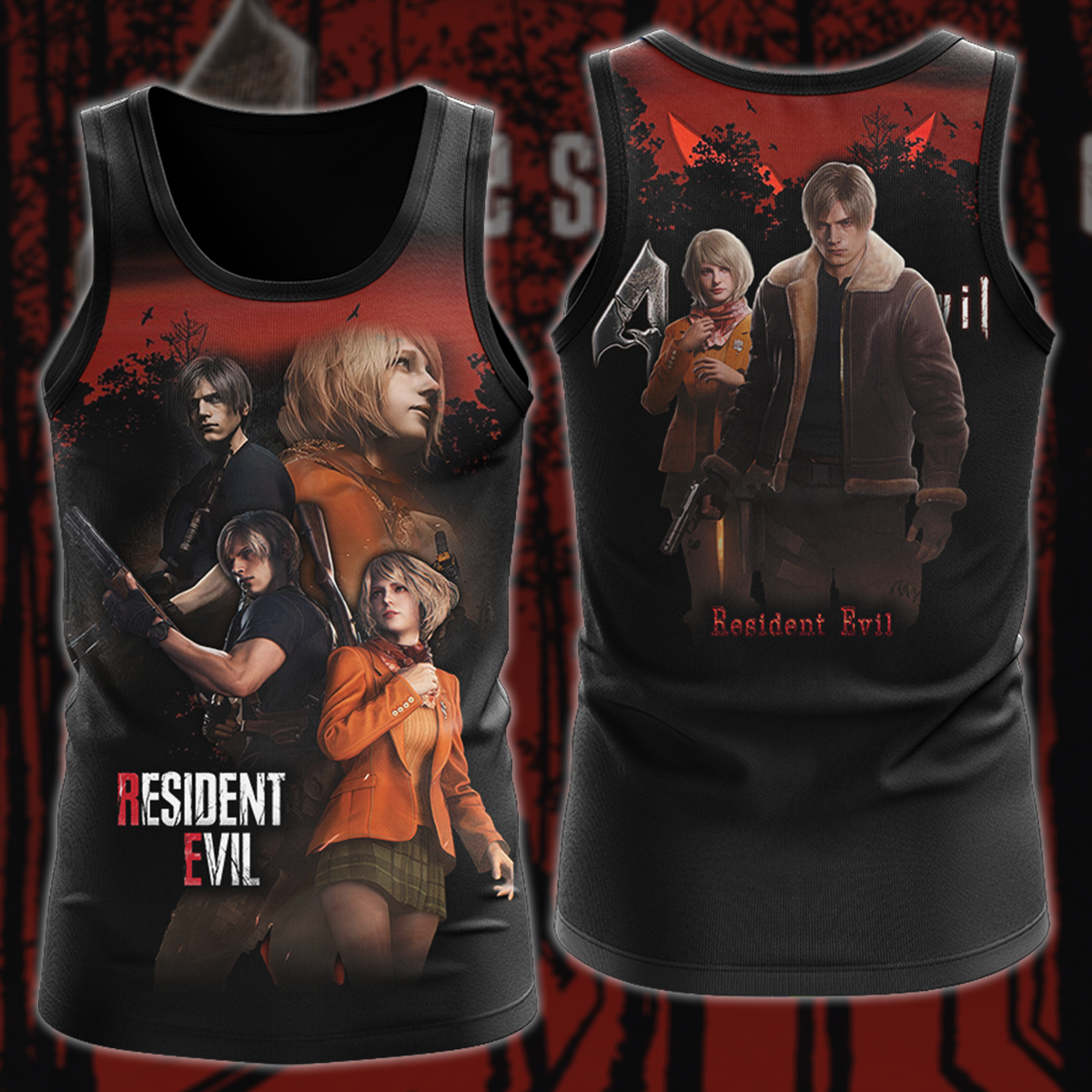 Resident Evil: Leon & Ashley Video Game 3D All Over Printed Pullover Hawaiian Beach Sleeveless
