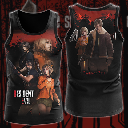 Resident Evil: Leon & Ashley Video Game 3D All Over Printed Pullover Hawaiian Beach Sleeveless