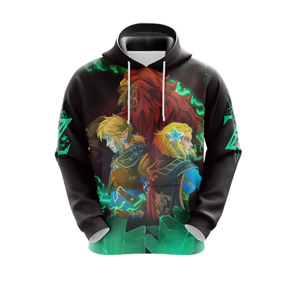 The Legend Of Zelda Hoodie Link Zelda And Ganondorf Graphic T-shirt Black Green Unisex