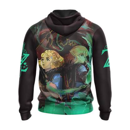 The Legend Of Zelda Hoodie Link Zelda And Ganondorf Graphic T-shirt Black Green Unisex