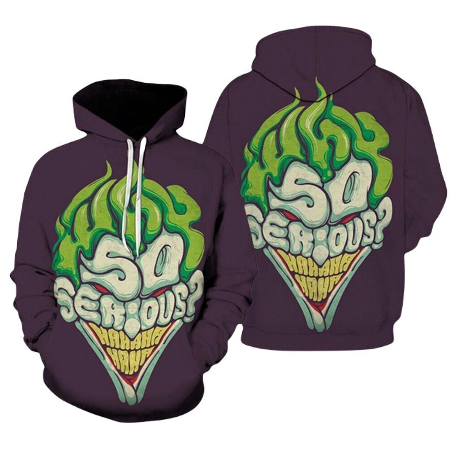 Joker Hoodie DC The Joker Face Why So Serious Hoodie Green Purple Unisex