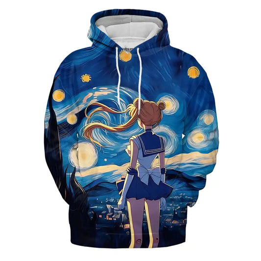Sailor Moon Hoodie The Sailor Moon Starry Night Hoodie Blue Unisex