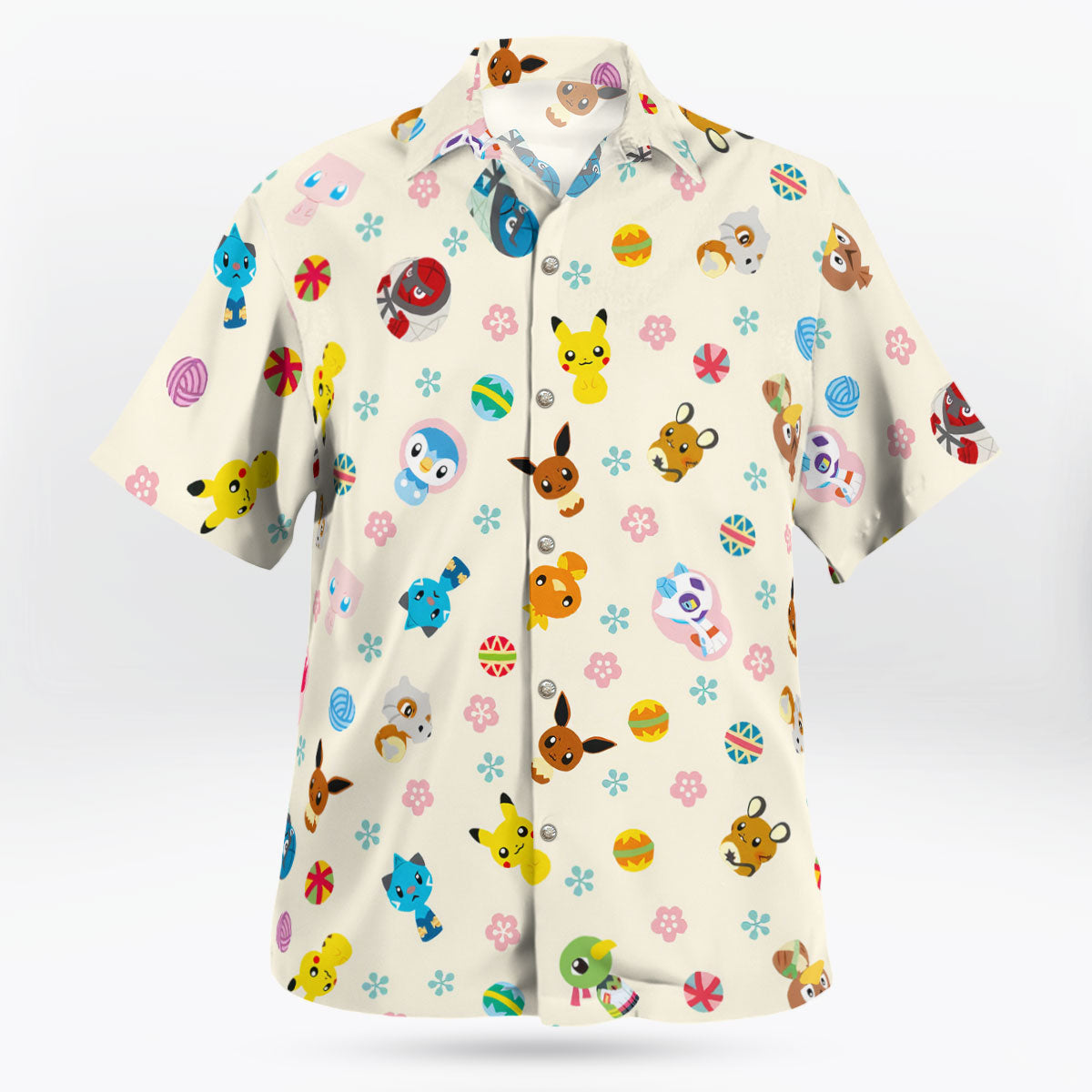 Tiny Pokémon Button-Up Hawaiian Shirt – Adorable Design - Tropi Hawaiian Shirts