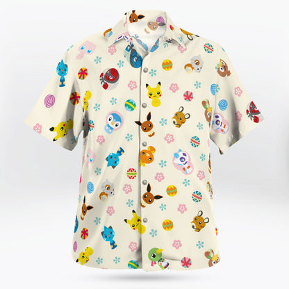 Tiny Pokémon Button-Up Hawaiian Shirt – Adorable Design - Tropi Hawaiian Shirts