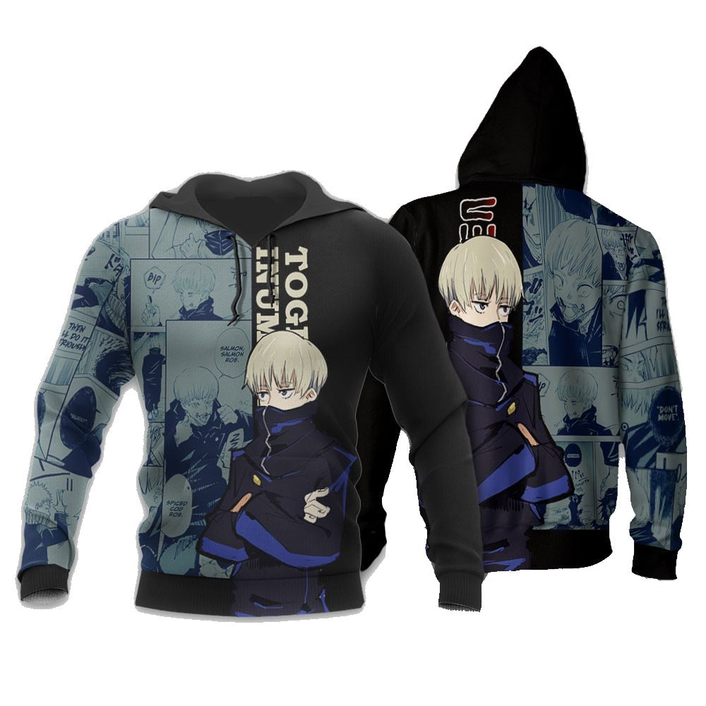 Jujutsu Kaisen Hoodie Toge Inumaki Graphic Manga Style Hoodie Black Unisex - Cozy Hoodie For Cold Weather