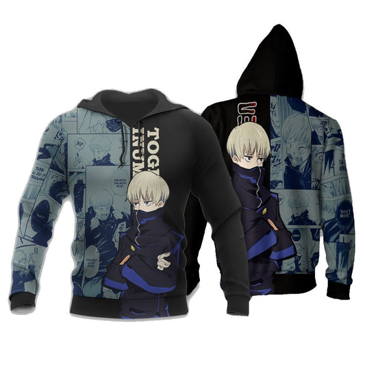 Jujutsu Kaisen Hoodie Toge Inumaki Graphic Manga Style Hoodie Black Unisex - Cozy Hoodie For Cold Weather