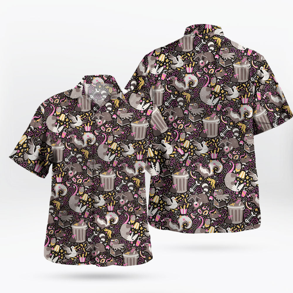 Trash Mammals Hawaiian Shirt – Raccoon, Skunk, Opossum Vibes - Tropi Hawaiian Shirts