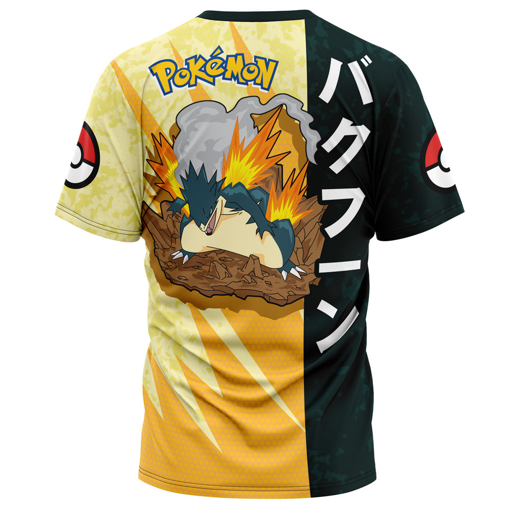 Pokemon T-Shirt Pokemon Typhlosion Attack Pose T-Shirt Black Yellow Unisex - Trendy Gift For Men & Women