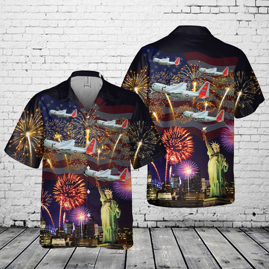US Air Force LC-130 Hercules Skibird , 4th Of July Pocket Hawaiian Shirt