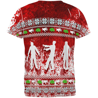 Zombie T-Shirt Christmas Bloody Zombie Attack T-Shirt Red Unisex - Trendy Gift For Men & Women