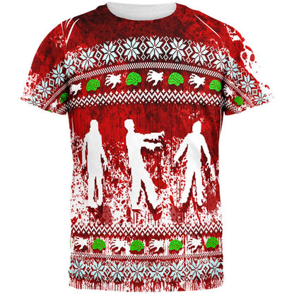 Zombie T-Shirt Christmas Bloody Zombie Attack T-Shirt Red Unisex - Trendy Gift For Men & Women
