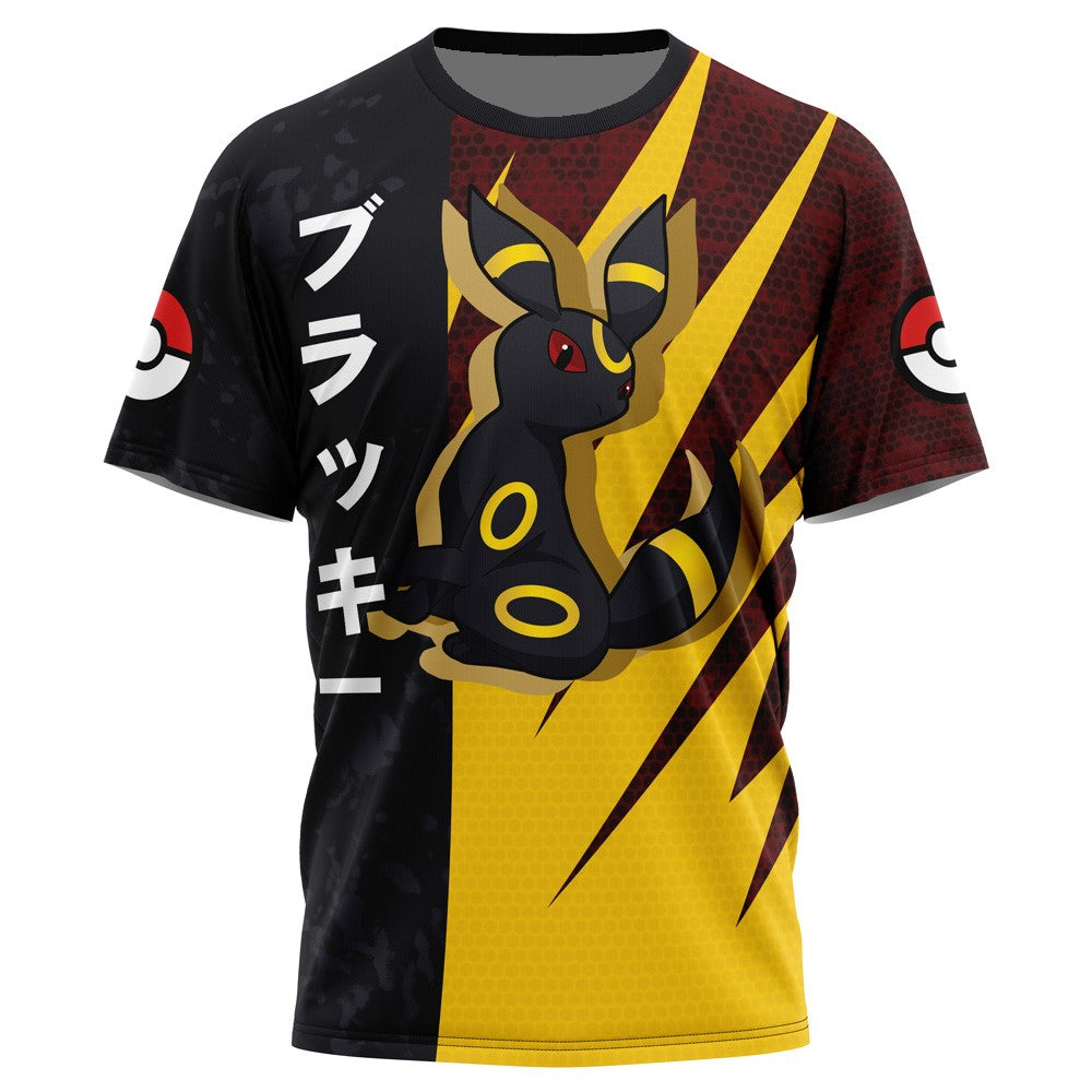 Pokemon T-Shirt Pokemon Umbreon Attack Pose T-Shirt Black Yellow Unisex - Trendy Gift For Men & Women