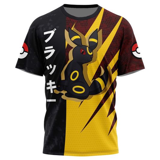 Pokemon T-Shirt Pokemon Umbreon Attack Pose T-Shirt Black Yellow Unisex - Trendy Gift For Men & Women